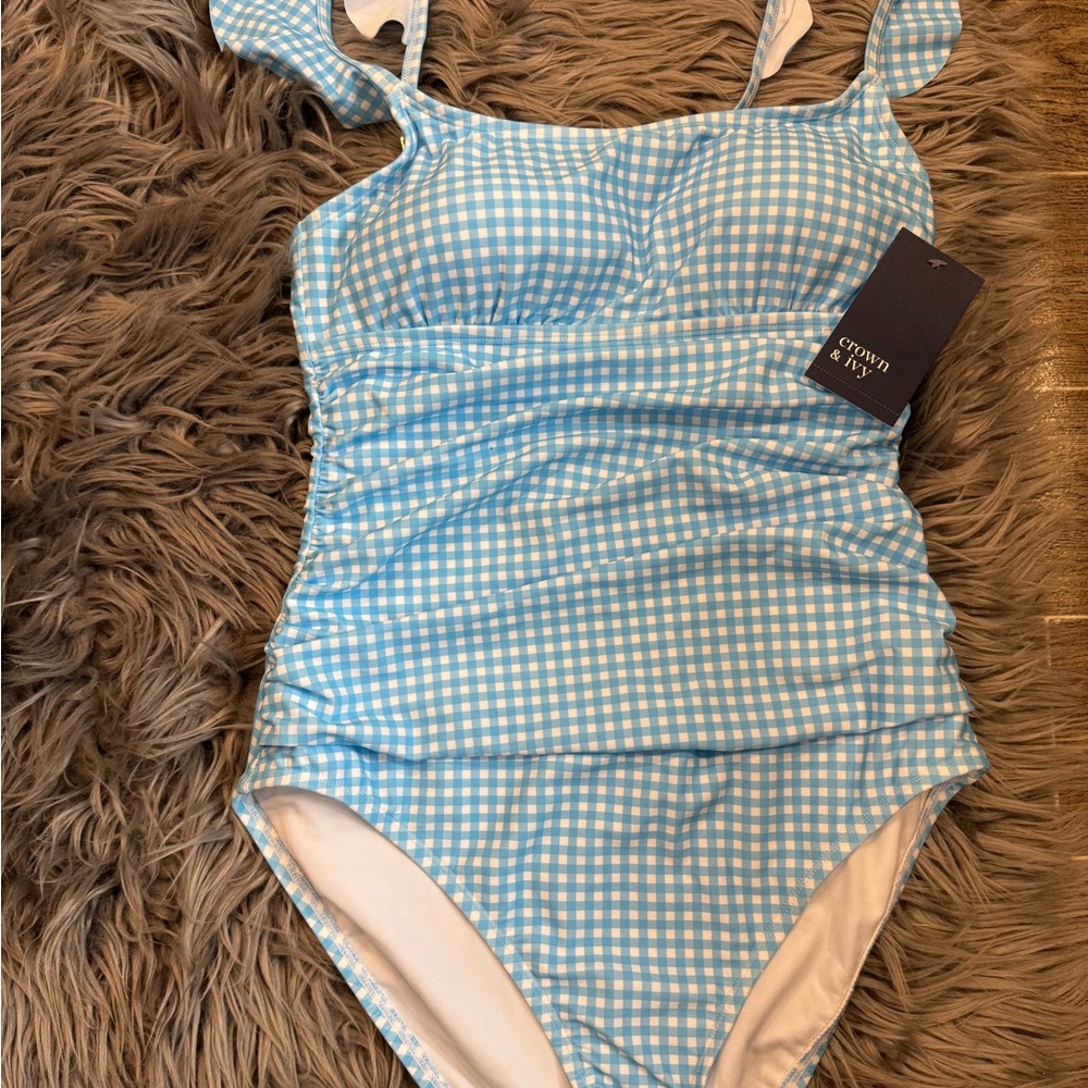 Crown and ivy blue gingham one piece